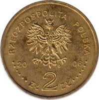 obverse of 2 Złote - Haczow Church (2006) coin with Y# 547 from Poland. Inscription: RZECZPOSPOLITA POLSKA zł 2 zł