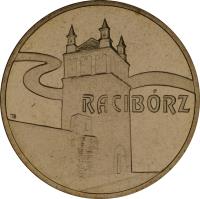 reverse of 2 Złote - Racibórz (2007) coin with Y# 619 from Poland. Inscription: RACIBÓRZ