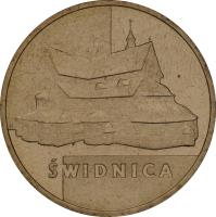 reverse of 2 Złote - Świdnica (2007) coin with Y# 621 from Poland. Inscription: ŚWIDNICA