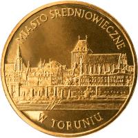 reverse of 2 Złote - Monuments of Material Culture in Poland - Medieval Town of Toruń (2007) coin with Y# 622 from Poland. Inscription: MIASTO ŚREDNIOWIECZNE W TORUNIU