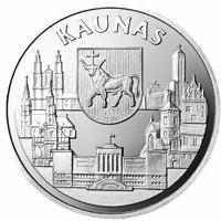 reverse of 10 Litų - Lithuanian Cities - Kaunas (1999) coin with KM# 116 from Lithuania. Inscription: Kaunas