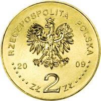 obverse of 2 Złote - History of Polish Popular Music: Czesław Niemen (2009) coin with Y# 684 from Poland. Inscription: RZECZPOSPOLITA POLSKA 2009 ZŁ 2 ZŁ