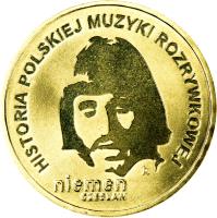 reverse of 2 Złote - History of Polish Popular Music: Czesław Niemen (2009) coin with Y# 684 from Poland. Inscription: HISTORIA POLSKIEJ MUZYKI ROZRYWKOWEJ niemen czesław