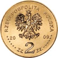 obverse of 2 Złote - 100th Anniversary of the Establishment of the Voluntary Tatra Mountains Rescue Service (2009) coin with Y# 697 from Poland. Inscription: RZECZPOSPOLITA POLSKA 2009 ZŁ 2 ZŁ