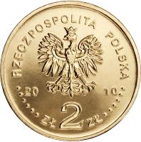 obverse of 2 Złote - Cities in Poland – Kalwaria Zebrzydowska (2010) coin with Y# 749 from Poland. Inscription: RZECZPOSPOLITA POLSKA 2010 ZŁ 2 ZŁ