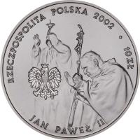 obverse of 10 Złotych - John Paul II (2002) coin with Y# 437 from Poland.