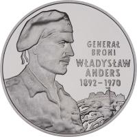 reverse of 10 Złotych - General Wladyslaw Anders (1892-1970) (2002) coin with Y# 441 from Poland. Inscription: GENERAŁ BRONI WŁADYSŁAW ANDERS 1892 - 1970