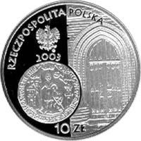 obverse of 10 Złotych - 750th anniversary of the granting municipal rights to Poznań (2003) coin with Y# 448 from Poland. Inscription: RZECZPOSPOLITA POLSKA 2003 10 ZŁ