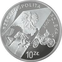 obverse of 10 Złotych - Konstanty Ildefons Gałczyński (1905-1953) - The 100th Anniversary of the Birth (2005) coin with Y# 537 from Poland. Inscription: RZECZPOSPOLITA POLSKA 2005 10 ZŁ