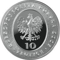 obverse of 10 Złotych - Mikołaj Rej (1505-1569) - 500th Anniversary of the Birth (2005) coin with Y# 596 from Poland. Inscription: RZECZPOSPOLITA POLSKA