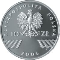 obverse of 10 Złotych - 30th Anniversary June 1976 (2006) coin with Y# 598 from Poland. Inscription: RZECZPOSPOLITA POLSKA