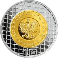 obverse of 10 Złotych - The 2006 FIFA World Cup: Germany - Gold plated (2006) coin with Y# 754 from Poland.