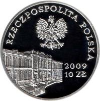 obverse of 10 Złotych - 180 Years of Central Banking in Poland (2009) coin with Y# 676 from Poland. Inscription: 2009 10 ZŁ RZECZPOSPOLITA POLSKA