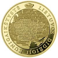 reverse of 100 Litų - Millennium of the mention of the name of Lithuania (2008) coin with KM# 156 from Lithuania. Inscription: LIETUVOS DIDŽIOJI KUNIGAIKŠTYSTĖ