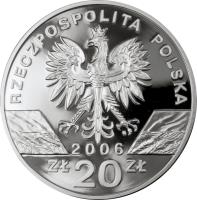 obverse of 20 Złotych - Animals of the World: Marmot (Marmota marmota) (2006) coin with Y# 535 from Poland. Inscription: RZECZPOSPOLITA POLSKA 2006 20 zł