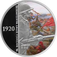 reverse of 20 Złotych - 90th Anniversary of the Battle of Warsaw (2010) coin with Y# 736 from Poland. Inscription: 1920 90. ROCZNICA BITWY WARSZAWSKIEJ