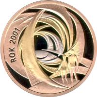 reverse of 200 Złotych - Year 2001 (2001) coin with Y# 407 from Poland. Inscription: ROK 2001