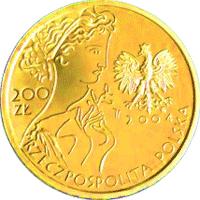 obverse of 200 Złotych - XXVIIIth Olympic Games - Athens 2004 (2004) coin with Y# 519 from Poland.