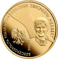 obverse of 200 Złotych - Zbigniew Herbert (1924-1998) (2008) coin with Y# 643 from Poland.