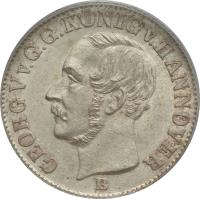 obverse of 1/12 Thaler - Georg V (1852 - 1853) coin with KM# 219 from German States. Inscription: GEORG V v. G. G. KOENIG v. HANNOVER B