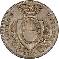 obverse of 4 Franken (1813) coin with KM# 73 from Swiss cantons. Inscription: CANTON SOLOTH. 1813