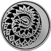 reverse of 3 Roubles - Year of The Snake (2013) coin with Y# 1366 from Russia.