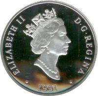 obverse of 20 Dollars - Elizabeth II - Canadian Aviation: Silver Dart (1991) coin with KM# 196 from Canada. Inscription: ELIZABETH II D · G · REGINA · 1991 ·