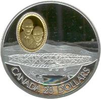 reverse of 20 Dollars - Elizabeth II - Canadian Aviation: Silver Dart (1991) coin with KM# 196 from Canada. Inscription: CANADA 20 DOLLARS GV