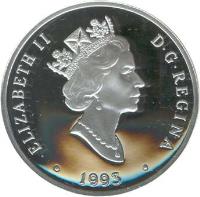 obverse of 20 Dollars - Elizabeth II - Canadian AviationL: Lockheed 14 Super Electra (1993) coin with KM# 237 from Canada. Inscription: ELIZABETH II D · G · REGINA · 1993 ·