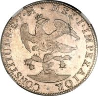 reverse of 8 Reales - Agustin I Iturbide (1822) coin with KM# 308 from Mexico. Inscription: CONSTITUT*8*R*I*M* MEX*I*IMPERATOR*