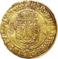 obverse of 1/2 Real - Karl V (1506 - 1555) coin from Spanish Netherlands.