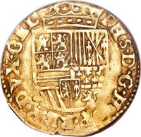 reverse of 1/2 Real - Felipe II (1555 - 1576) coin from Spanish Netherlands.