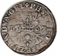 obverse of 1 Écu - Felipe II (1567 - 1570) coin from Spanish Netherlands.