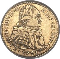 obverse of 1 Escudo - Carlos IV (1791) coin with KM# 74 from Bolivia.