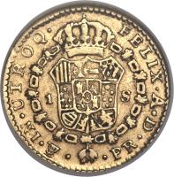 reverse of 1 Escudo - Carlos IV (1791) coin with KM# 74 from Bolivia.