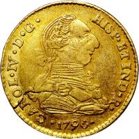 obverse of 2 Escudos - Carlos IV (1789 - 1790) coin with KM# 66 from Bolivia.