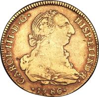 obverse of 4 Escudos - Carlos III (1778 - 1788) coin with KM# 58 from Bolivia.