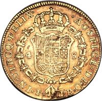 reverse of 4 Escudos - Carlos III (1778 - 1788) coin with KM# 58 from Bolivia.