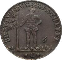 reverse of 1/6 Thaler - George II August (1727 - 1760) coin with KM# 180 from German States. Inscription: BR · ET · LVN · DVX · S · R · I · A · TH · ET · EL 6 · C ·