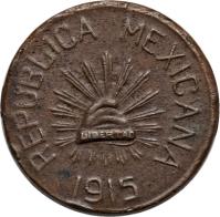 obverse of 5 Centavos (1915) coin with KM# 677 from Mexico. Inscription: REPUBLICA MEXICANA 1915