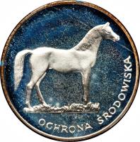 reverse of 100 Złotych - Environment Protection: Horse (1981) coin with Y# 126 from Poland.