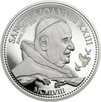 reverse of 2 Dollars - Elizabeth II - Canonization of Pope John XXIII (2014) coin from Cook Islands. Inscription: SANCTVS IOANNES XXIII APRIL 27TH 2014 MCMLVIII