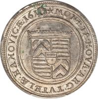 reverse of 1 Teston - Philipp Moritz (1614 - 1620) coin with KM# 36 from German States. Inscription: MONETA.NOVA.ARC.TVTELAE.HANOVICAE.1619