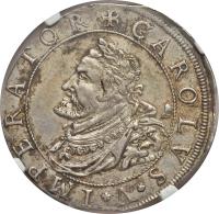 obverse of 1/2 Taler - Karl V (1642 - 1645) coin with KM# 28 from German States. Inscription: +CAROLVS. V. IMPERATOR.