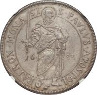 obverse of 1 Taler - Christoph Bernhard von Galen (1652 - 1654) coin with KM# 62 from German States. Inscription: S.PAVLVS.APOSTOL / PATRON.MONA / ST