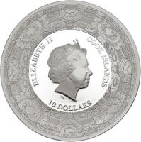 obverse of 10 Dollars - Elizabeth II - Dutch East India Company (2014) coin from Cook Islands. Inscription: ELIZABETH II COOK ISLANDS IRB 10 DOLLARS