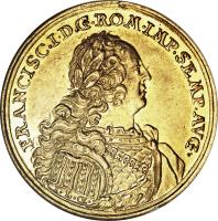 obverse of 1 Ducat - Franz I (1745 - 1765) coin with KM# 305 from German States. Inscription: FRANCISC · I · D · G · ROM · IMP · SEMP · AVG ·