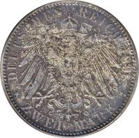 reverse of 2 Mark - Günther Viktor (1898) coin with KM# 186 from German States. Inscription: DEUTSCHES REICH 1898 * ZWEI MARK *