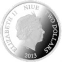 obverse of 2 Dollars - Elizabeth II - Doctor Who (2013) coin with KM# 994 from Niue. Inscription: ELIZABETH II NIUE TWO DOLLARS 2013