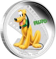 reverse of 2 Dollars - Elizabeth II - Disney Characters: Pluto (2014) coin from Niue. Inscription: PLUTO 1 oz 999 Fine Silver ©Disney